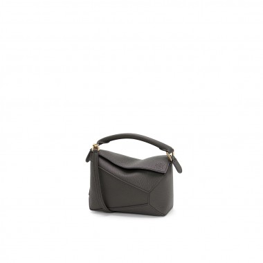 Loewe Mini Puzzle in Grained Calfskin -Deep grey