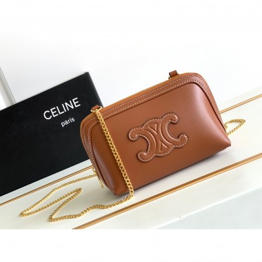 Celine Clutch On Chain Cuir Triophme In Smooth Calfskin 