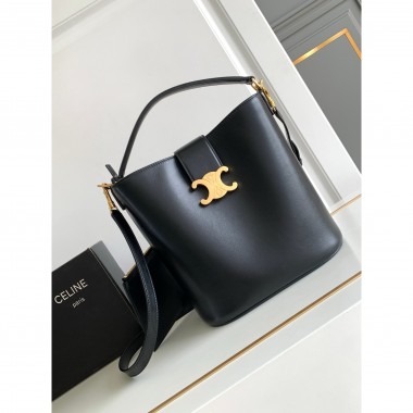 Celine Medium Bucket Louise In smooth Calfskin-Black