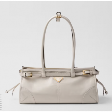 Prada SoftLux Medium Leather Tote-White