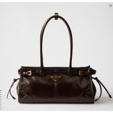 Prada SoftLux Medium Leather Tote-Dark brown