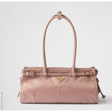 Prada SoftLux Medium Leather Tote-Lily Pink