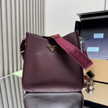 Sacca Prada medium in pelle-Bordeaux