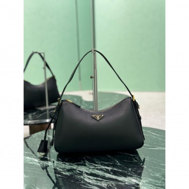 Prada Aimée medium leather shoulder bag-Black