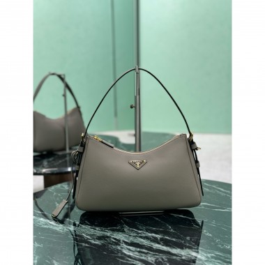 Prada Aimée medium leather shoulder bag-Grey