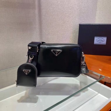 Prada Borsa a tracolla in pelle spazzolata