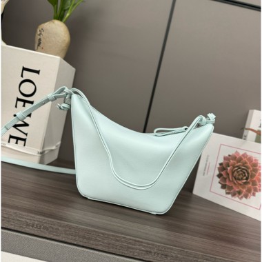 Loewe Mini Hammock Hobo in Classic Calfskin-Frozen blue