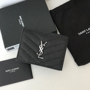 YSL Folded wallet -black/silver