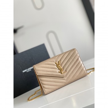 POCHETTE CON CATENA CASSANDRE CLASSICA IN PELLE GRAIN DE POUDRE