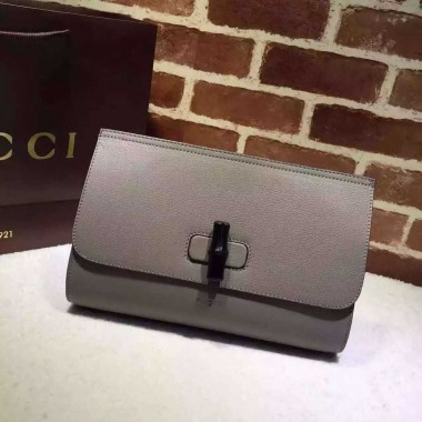 Bamboo Daily Leather Clutch, Grey 