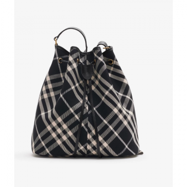 Burberry Medium Check Bucket Bag- Black/Calico