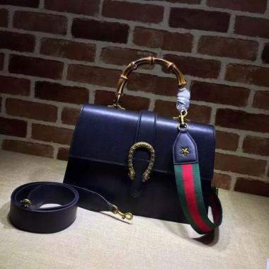 Dionysus large leather bag, dark blue 