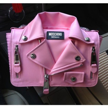 Moschino Lambskin Jacket Medium Shoulder Bag, Baby Pink 