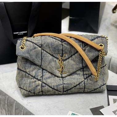 YSL Borsa Puffer in Denium -piccolo e media