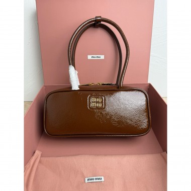 Miu Miu Beau naplak patent leather bag-Brown