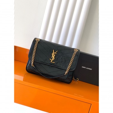 NIKI MEDIUM IN PELLE VINTAGE-Black/Gold