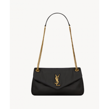 Saint Laurent Calypso Small in Plunged Lambskin-Black