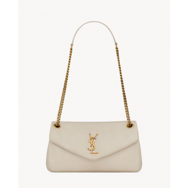 Saint Laurent Calypso Small in Plunged Lambskin-Blanc Vintage