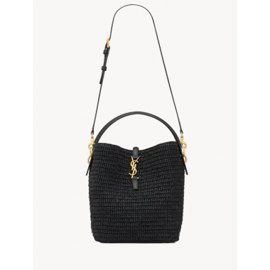 Saint Laurent LE 37 in Woven Raffia and Vegetable-Tanned leather