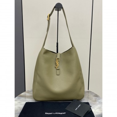 Saint Laurent LE 5 À 7 Supple Large in grained leather -Stone Moss