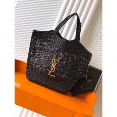 Saint Laurent Icare Maxi in Raffia-Black