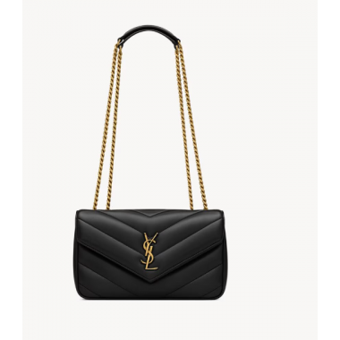 Saint Laurent Loulou Small in matelasse lambskin-Black