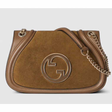 Gucci Blondie Small Shoulder Bag- Brown Suede