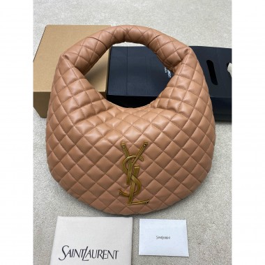 Saint Laurent Icare Medium Hobo in Quilted Nappa-Nude Pink