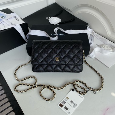 Chanel Classic Wallet on Chain in Grained leather-Black