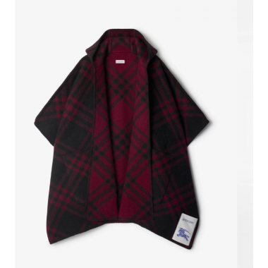 Burberry Reversible Check Wool Hooded Cape 