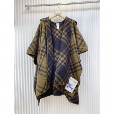 Burberry Reversible Check Wool Hooded Cape 