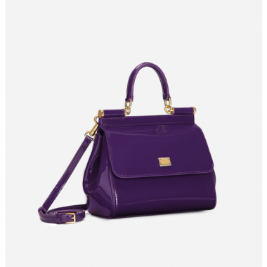 Authentic quality- Dolce Gabbana Medium Sicily Handbag in Polished Calfskin-Purple