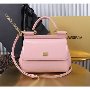 Authentic quality- Dolce Gabbana Medium Sicily Handbag in Polished calfskin- Pink