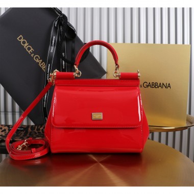 Authentic quality- Dolce Gabbana medium Sicily Handbag in Polished calfskin-Red