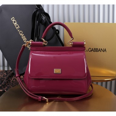 Authentic quality-Dolce Gabbana Medium Sicily Handbag in Polished calfskin-Fuchsia
