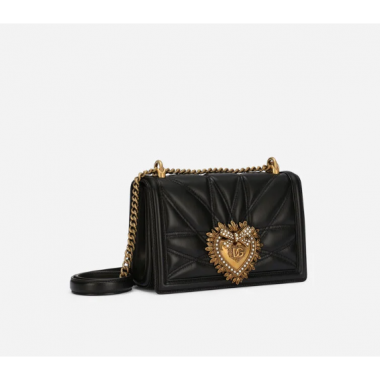 Dolce Gabbana Medium Devotion bag in Quilted Nappa leather-Black