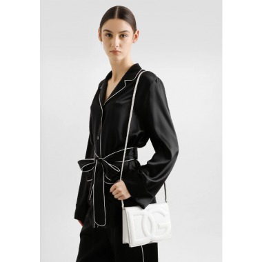 Dolce Gabbana Calfskin DG logo crossbody bag-White