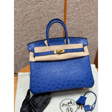 Pre-ordered Birkin 25 / 30  in Ostrich Leather- Blue roy