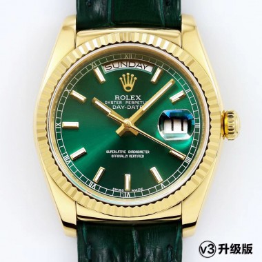 Rolex Day-Date 36mm , Oyster, leather, 18K yellow gold
