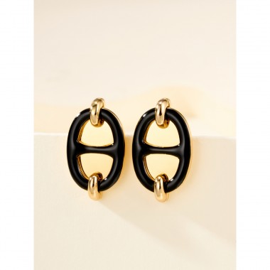 Hermes Mini Mailon Earrings-Noir