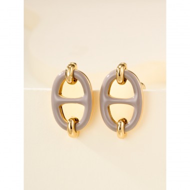 Hermes Mini Mailon Earrings-Etoupe