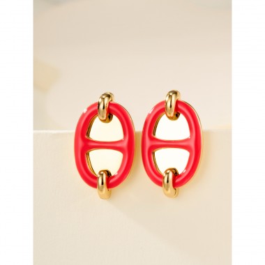 Hermes Mini Mailon Earrings-Red