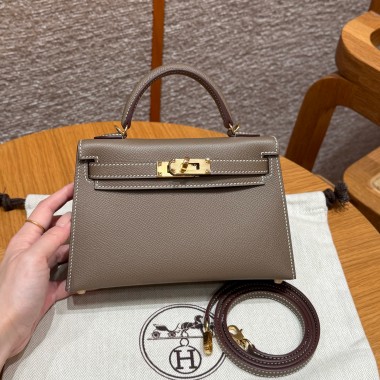 Hermes Mini Kelly Epsom leather-Etoupe