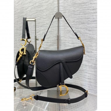 Christian Dior Saddle Bag with Strap-Black 