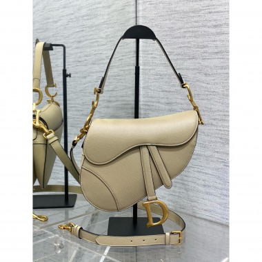 Christian Dior Saddle Bag with Strap-Sand