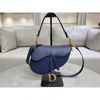 Christian Dior Saddle Bag with Strap-Deep Ocean Blue 
