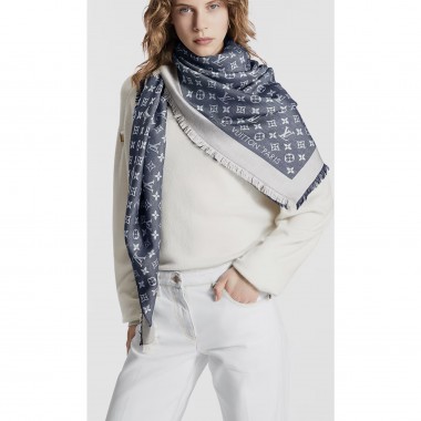 LV Denim Monogram Shawl 