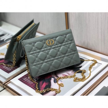 Dior Caro Zipped Pouch with Chain 
