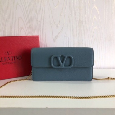 Valentino Portafoglio Con Catena Vlogo in Pelle  