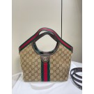 Gucci Giglio small tote bag-Beige and dark brown Canvas